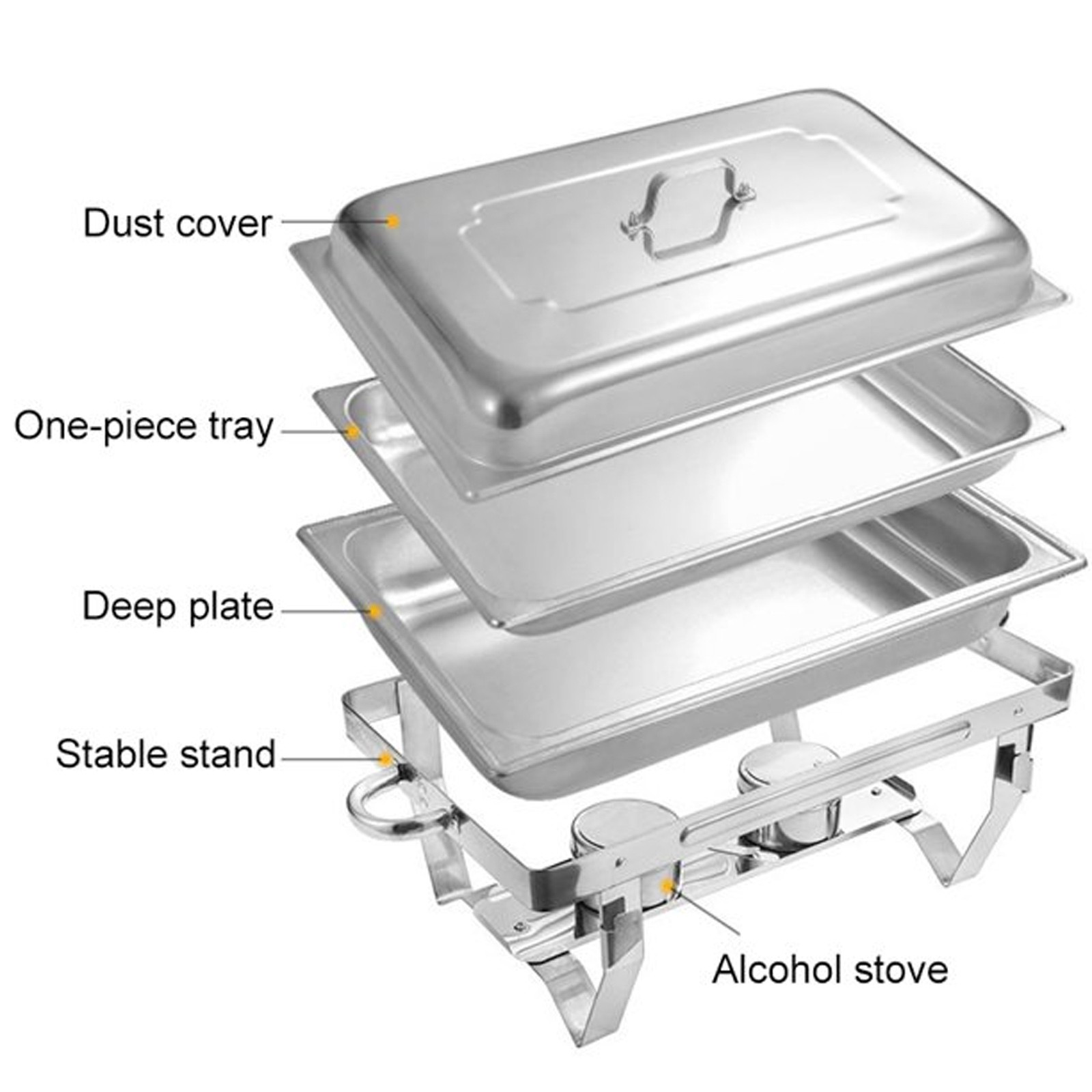 4 Pack Catering Stainless Steel Chafer Chafing Dish Sets 9 QT Full Size Buffet