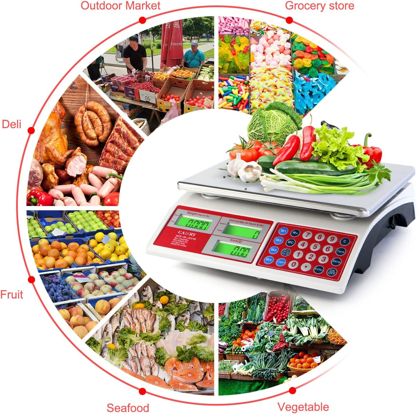 Digital Price Computing Scale 66Lb/30Kg Commercial Produce Scale with Stainless