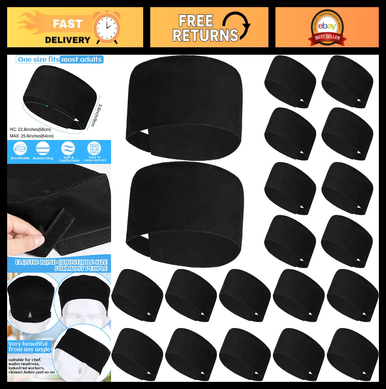 Adjustable Unisex Chef Hat – Breathable Mesh Cooking Cap, Skull Cap for Adults