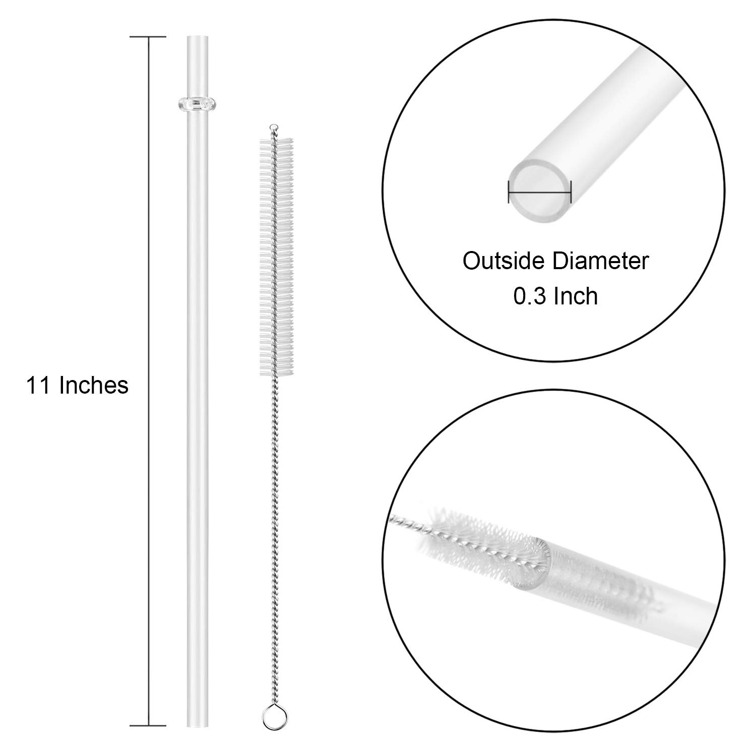 12 Pieces 11 Inches Clear Reusable Plastic Straws for Tall 11 INCH,