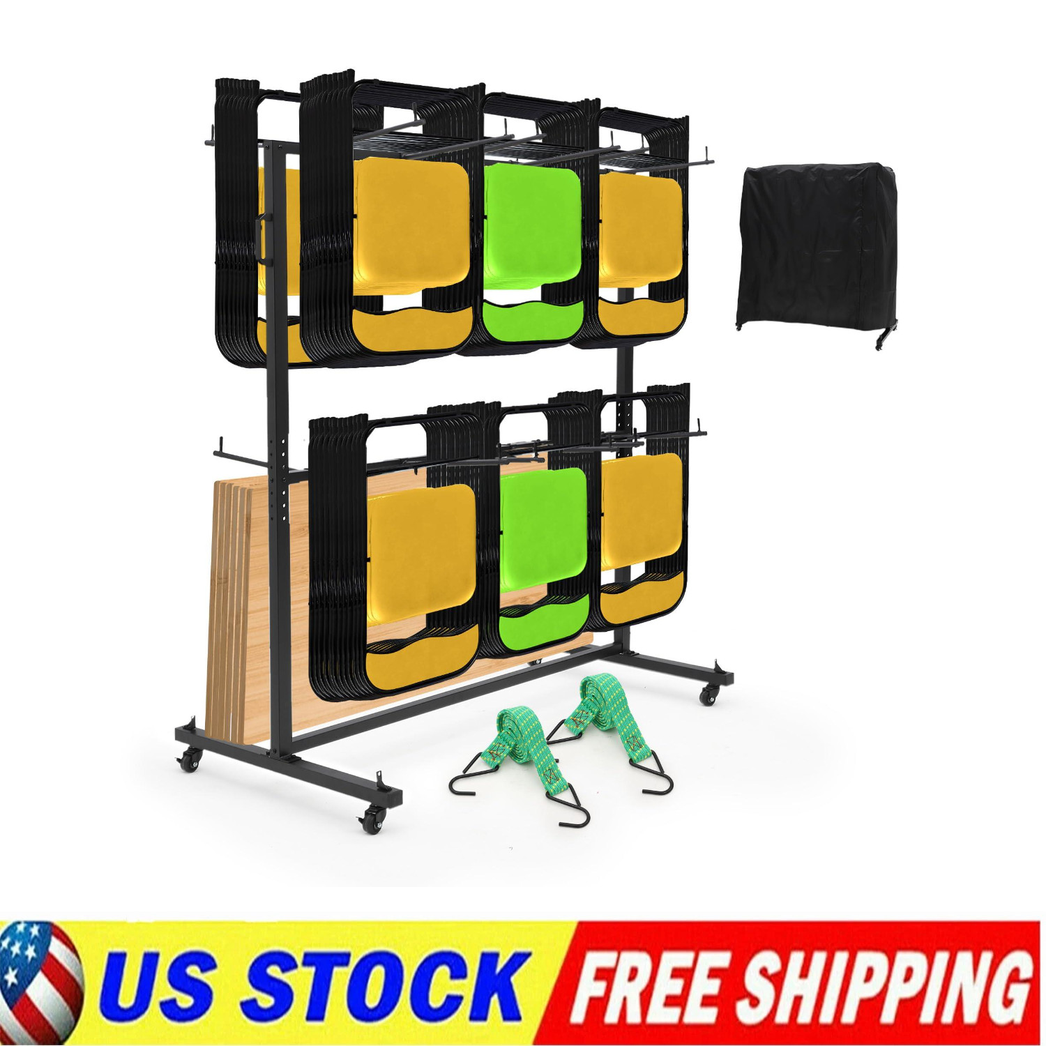 🚩Folding Chair Cart Dolly Hold 84 , 800 Lb Capacity Chair Holder Rack with Cove