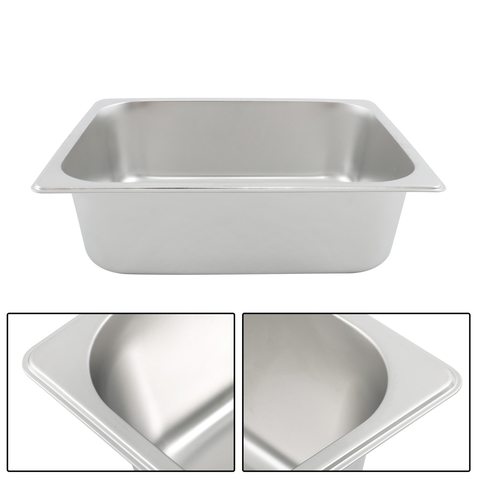 Anti-Jam 1/2 Size Steam Pans 4-Pack, 4″ Deep Stainless Catering Trays