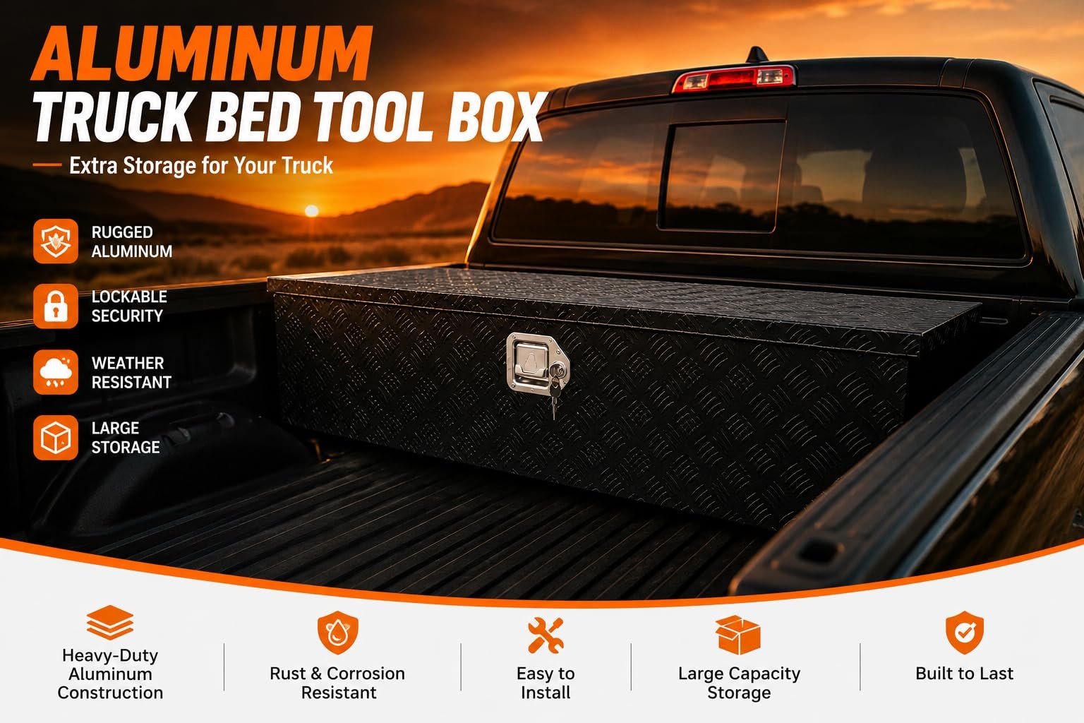 39x13x10 Aluminum Truck Bed Tool Box for Ford F150 1997-2014 Black