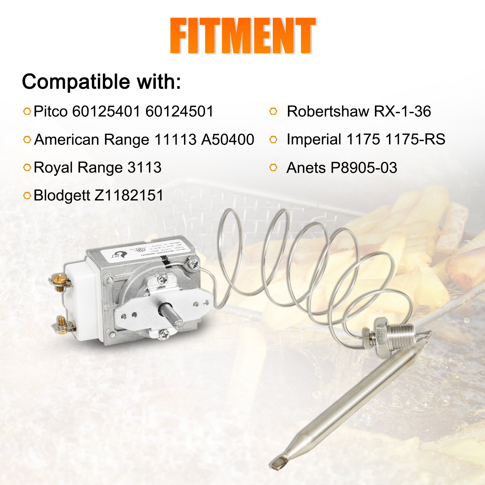 Fryer Thermostat For Pitco 60124501 Imperial 1175 American Range 11113 200-400F
