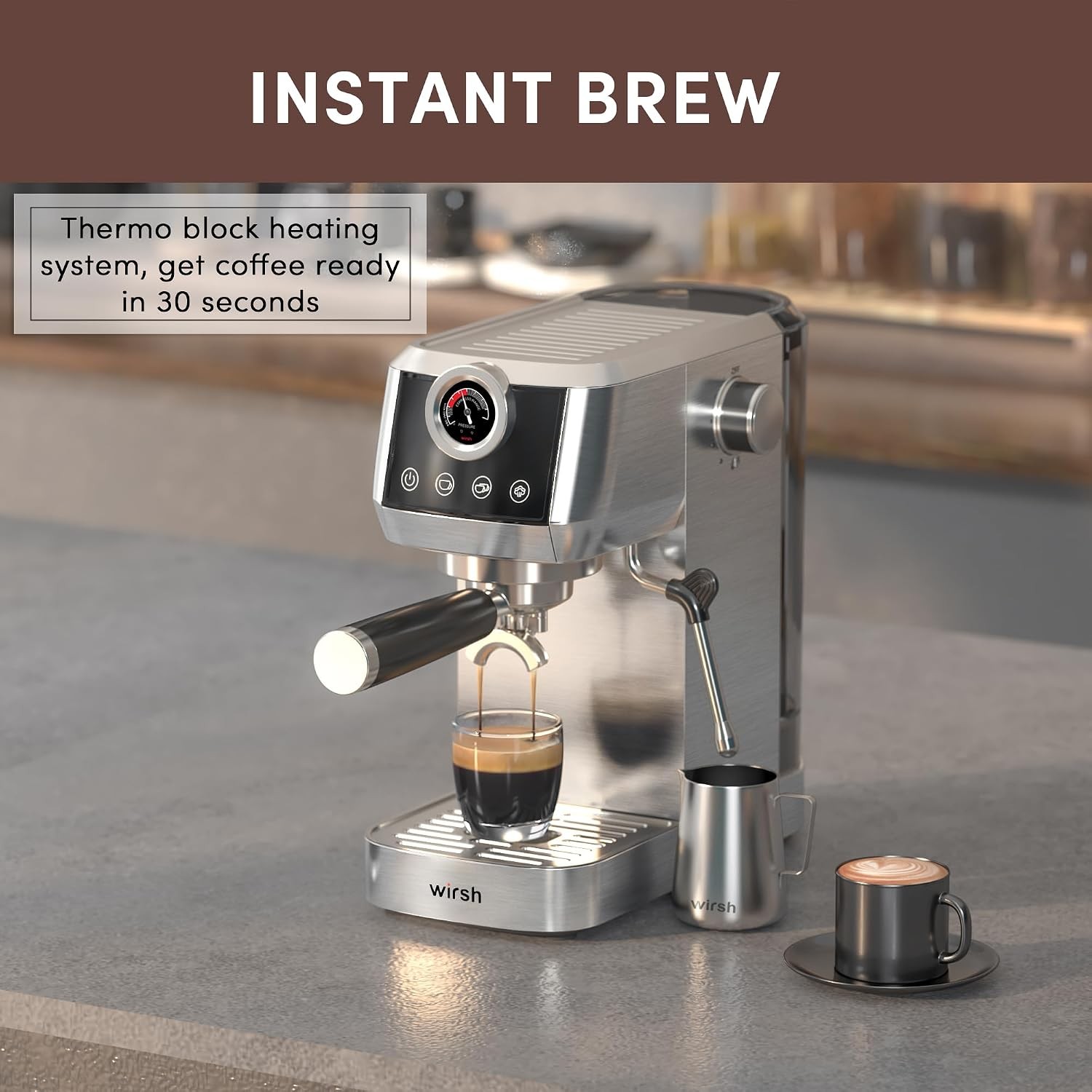 Espresso Machine,20 Bar Semi-Automatic Espresso Maker with Milk Frother