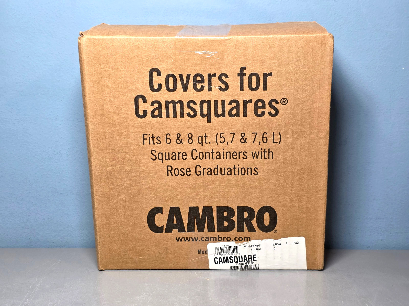 Cambro Covers for Camsquares for 6 & 8 qt. Square Containers w/ Rose Graduations