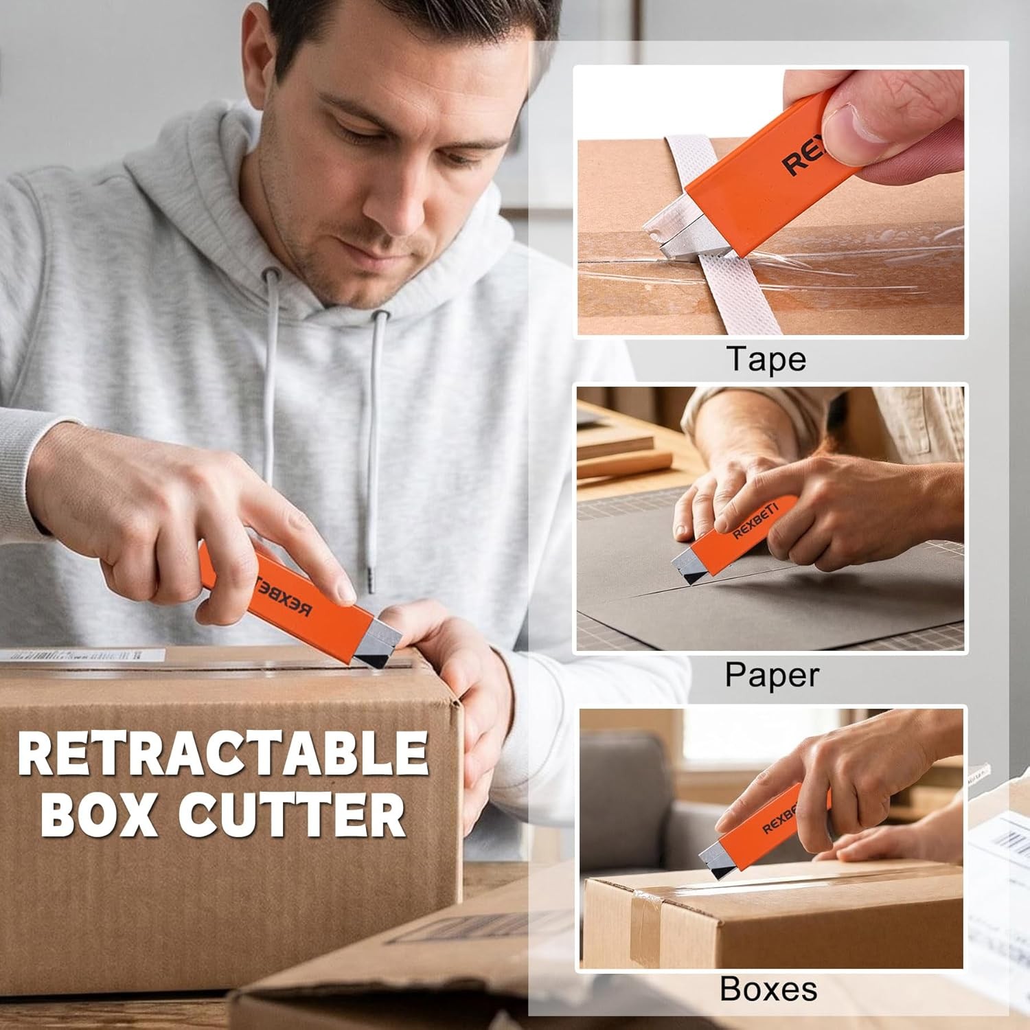 12 Pack Box Cutter, Retractable Cardboard Cutter, Razor Blade Scraper, Handy Box