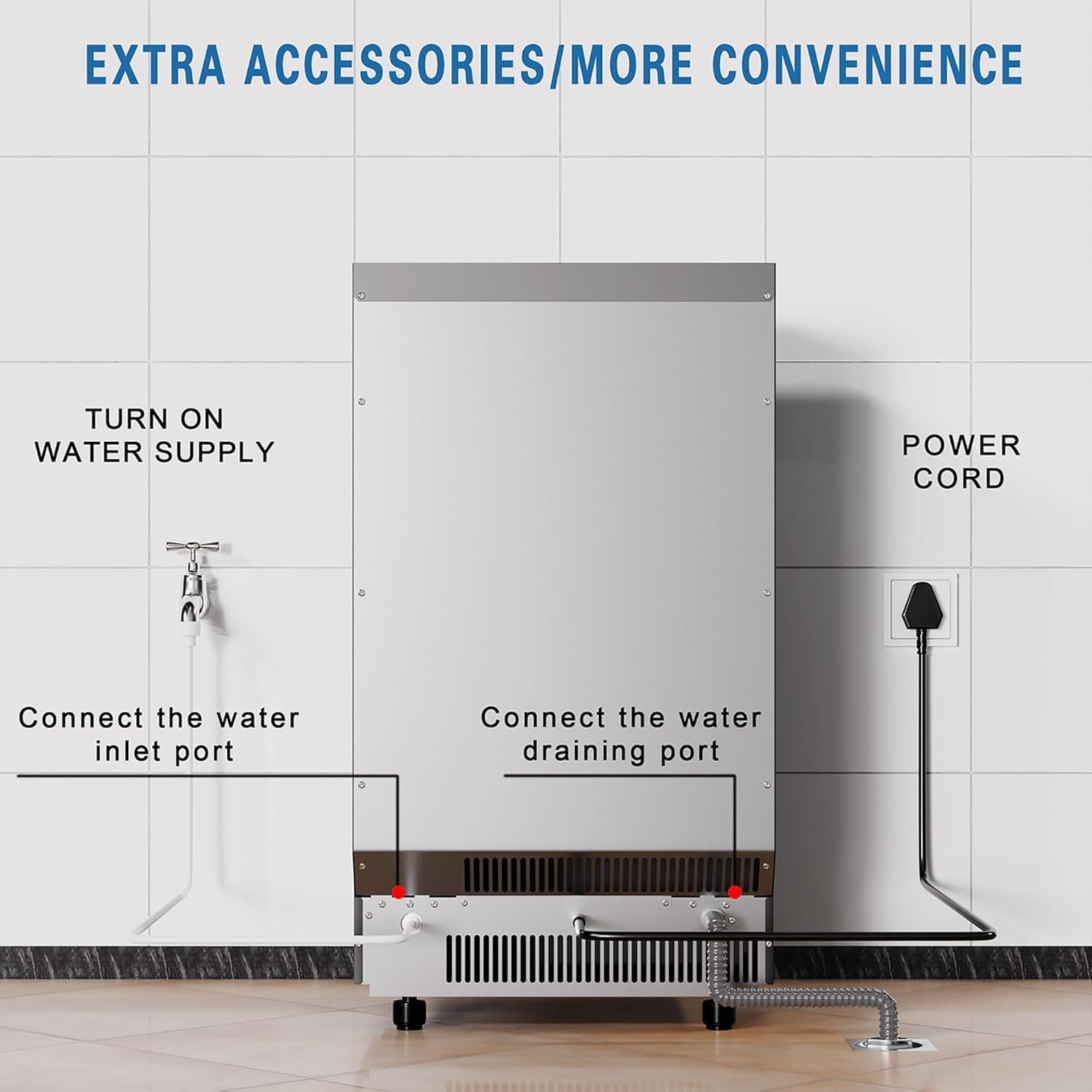 Versatile Ice Maker for Home & Commercial Use: 100lbs/Day with Insulated Storage