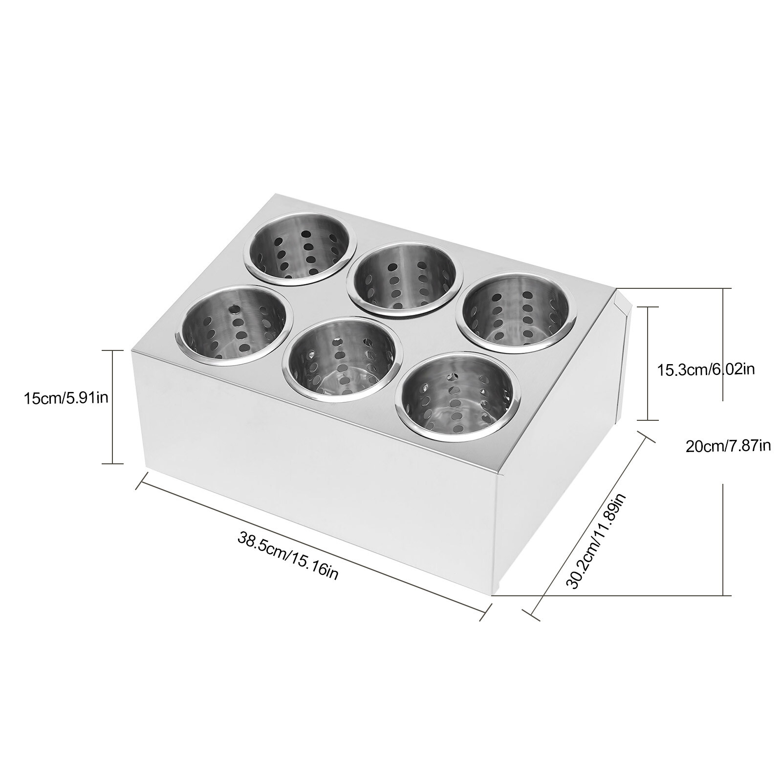 6-Hole Stainless Flatware Storage Case Spoon Cylinder Holder Knife Container