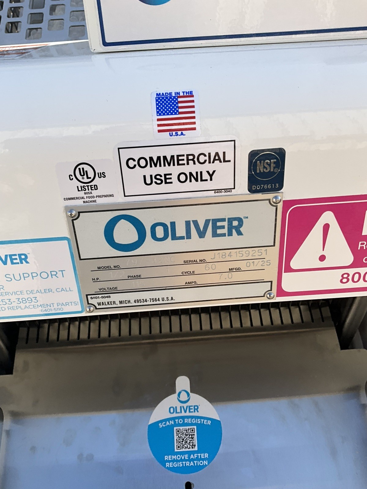 2025 Oliver Gravity Feed Bakery Bread Slicer 797-32NC w/ Pro Guard Artisan