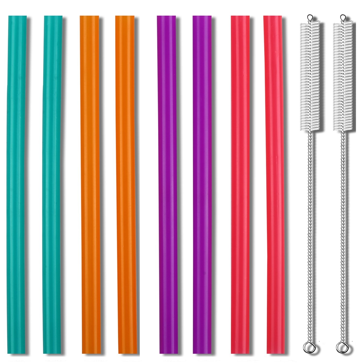 Extra Wide 0.51 inches Reusable Hard Smoothie Straws, 11 Piece Set, Assorted