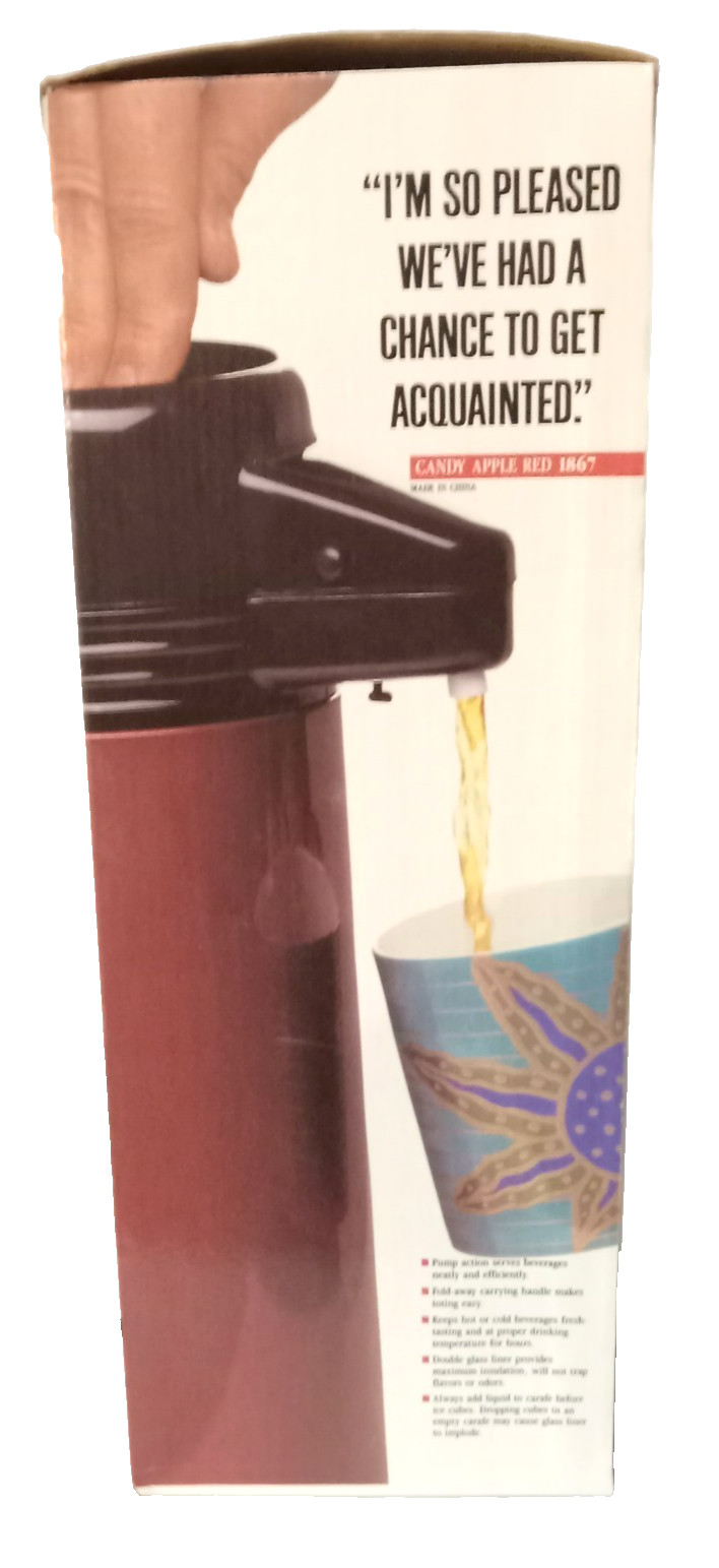 METRO 1.9 L Thermal Carafe Air Pump Coffee Pot Isolante Red New Open Box