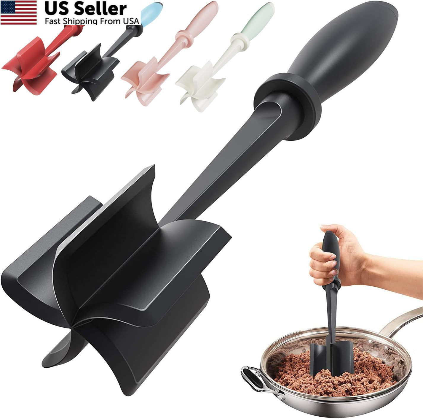 Upgrade Meat Chopper, Heat Resistant Masher for M, 1 Pack-Black