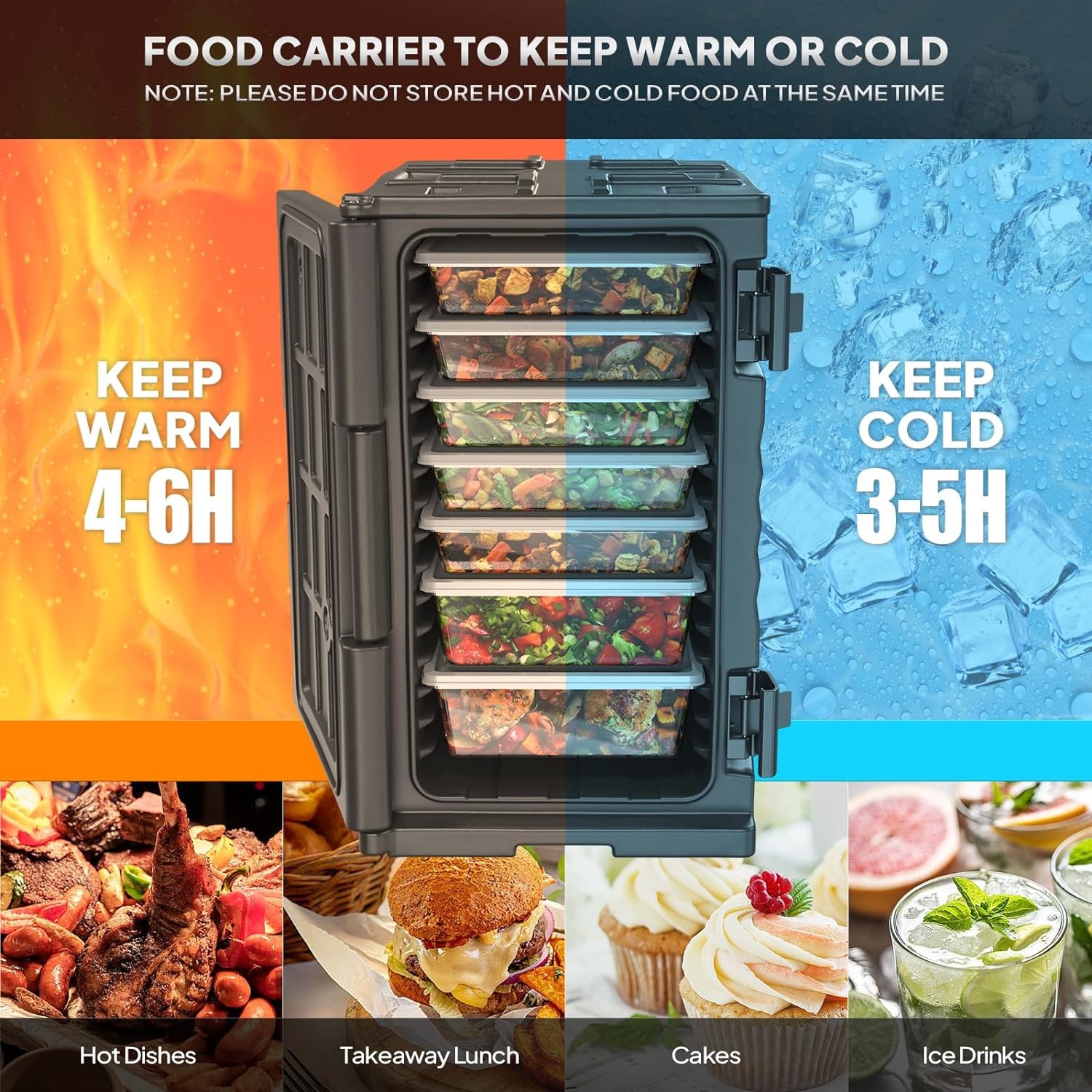 109 QT Hot Box Food Warmer, Insulated Food Pan Carrier w/ Wheels Double Buckles