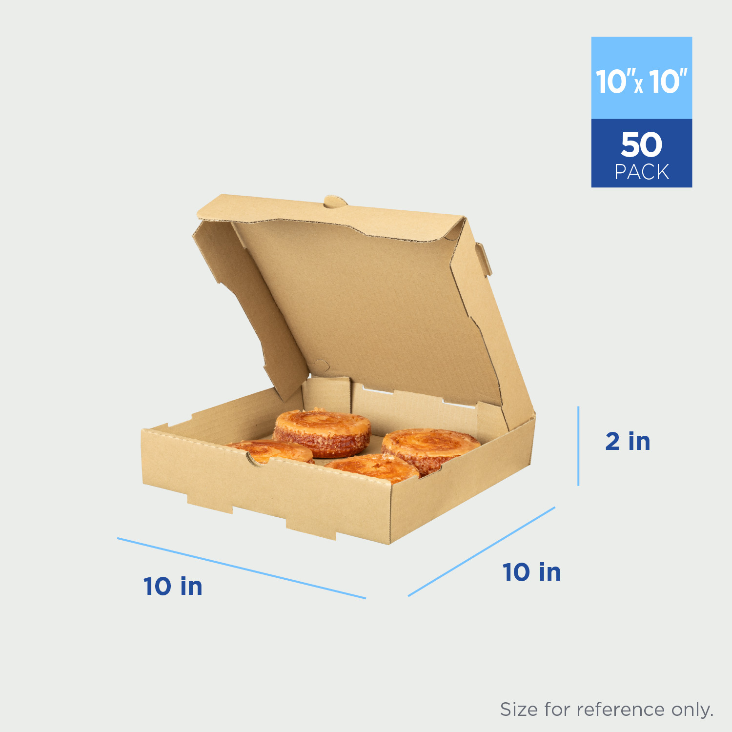 Karat Corrugated Pizza Box, 10»x10»x2», Kraft – 50 pcs, FP-PBF10K