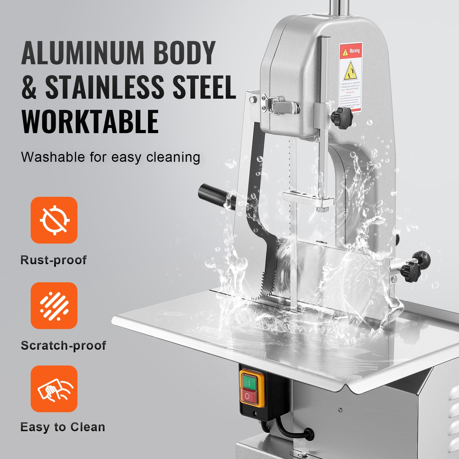 VEVOR Commercial Electric Meat Bandsaw Stainless Steel Bone Sawing Machine 110V
