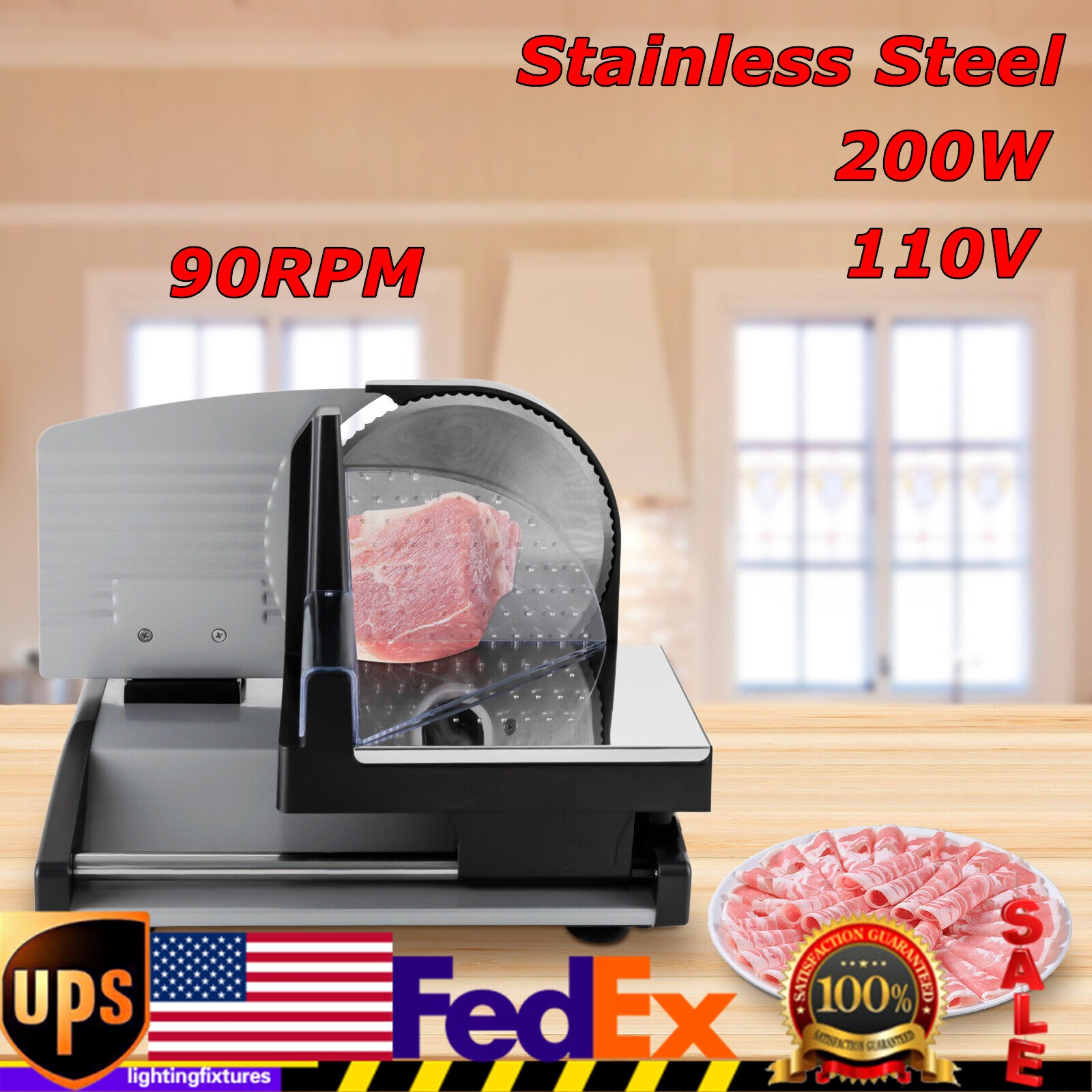 Food-grade Stainless Steel 200w Meat Slicer Bread Slicing Machine Fruit Cutter