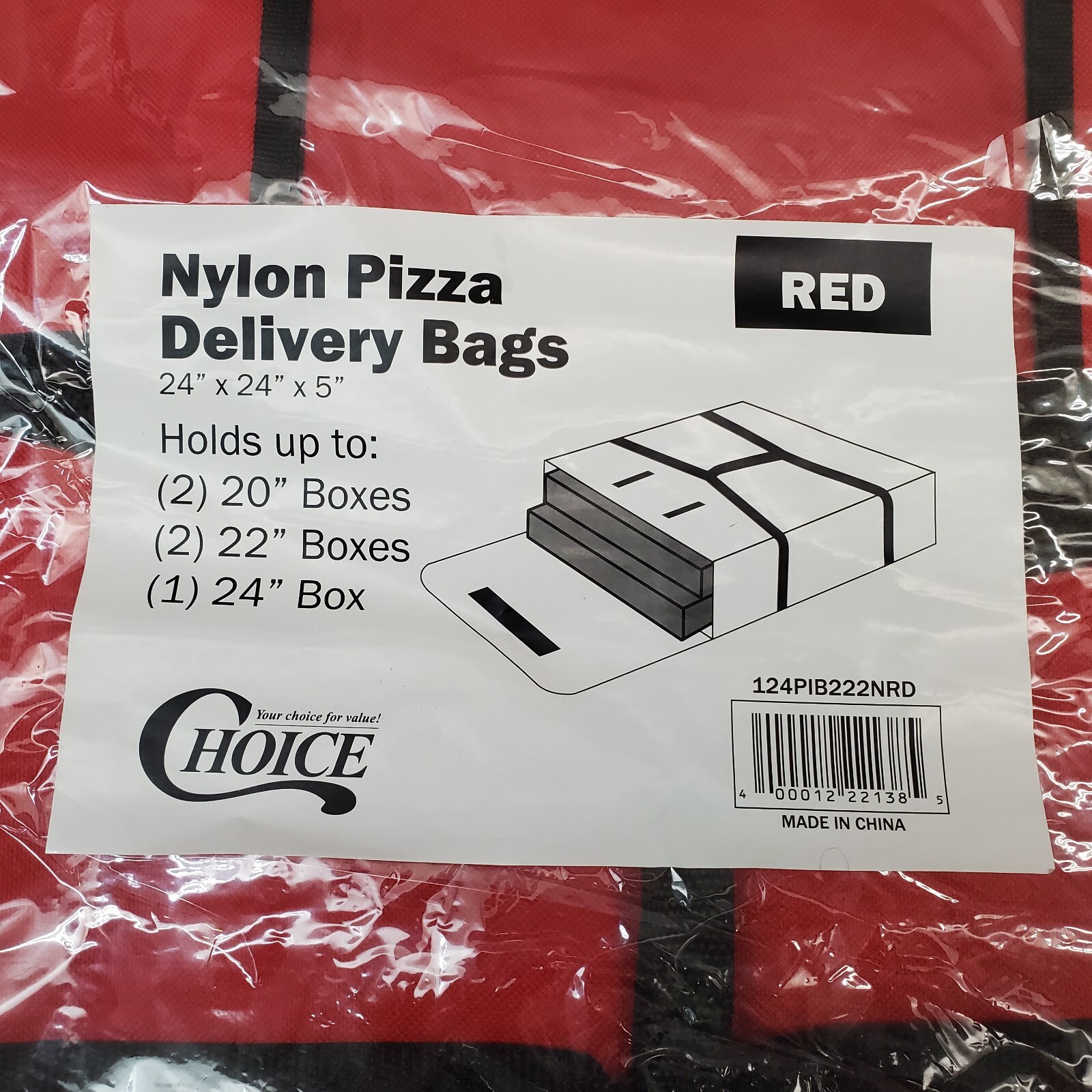 Choice 24″ x 24″ x 5″ Red Nylon Insulated Pizza Delivery Bag NEW OPEN BOX