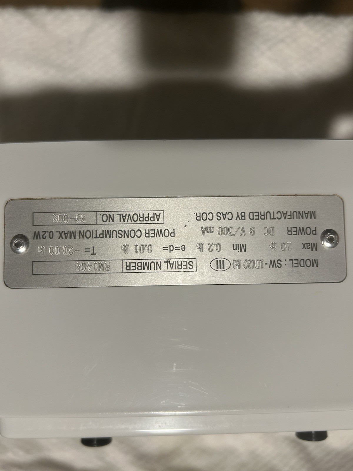 CAS SW-1D(20lb) Portion Cntrol Scale, 20×0.01Lb Kg, g, oz. CleanWorks, w/adaptor