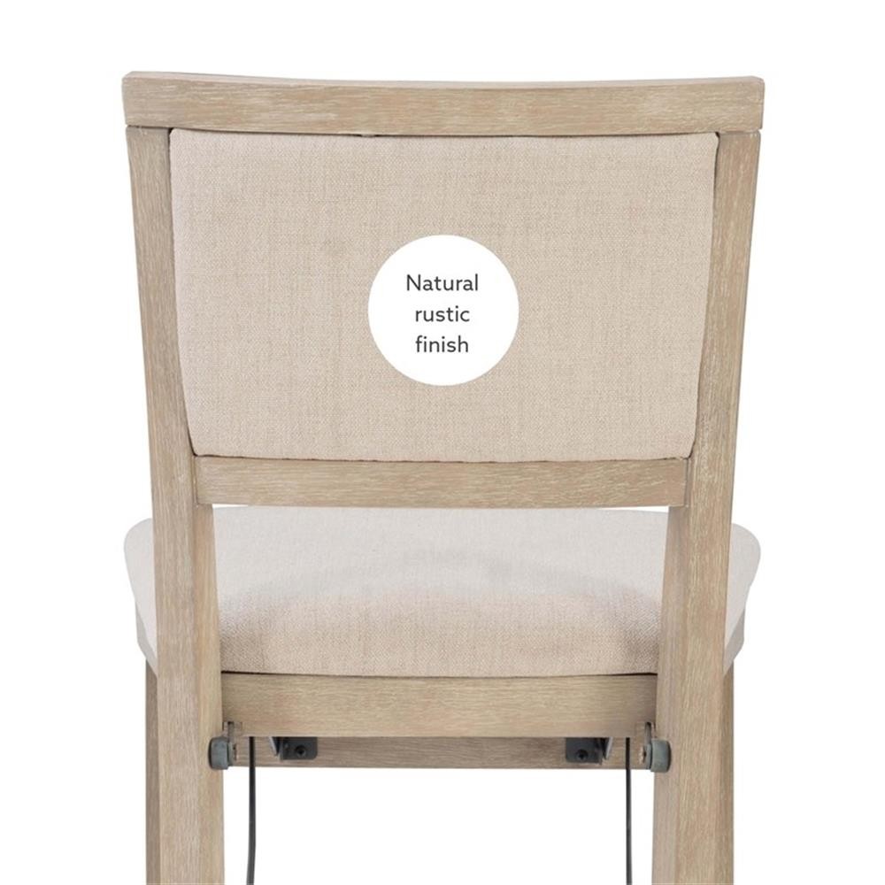 Pemberly Row Folding Counter Stool Fabric Padded Back & Seat in Graywash Wood
