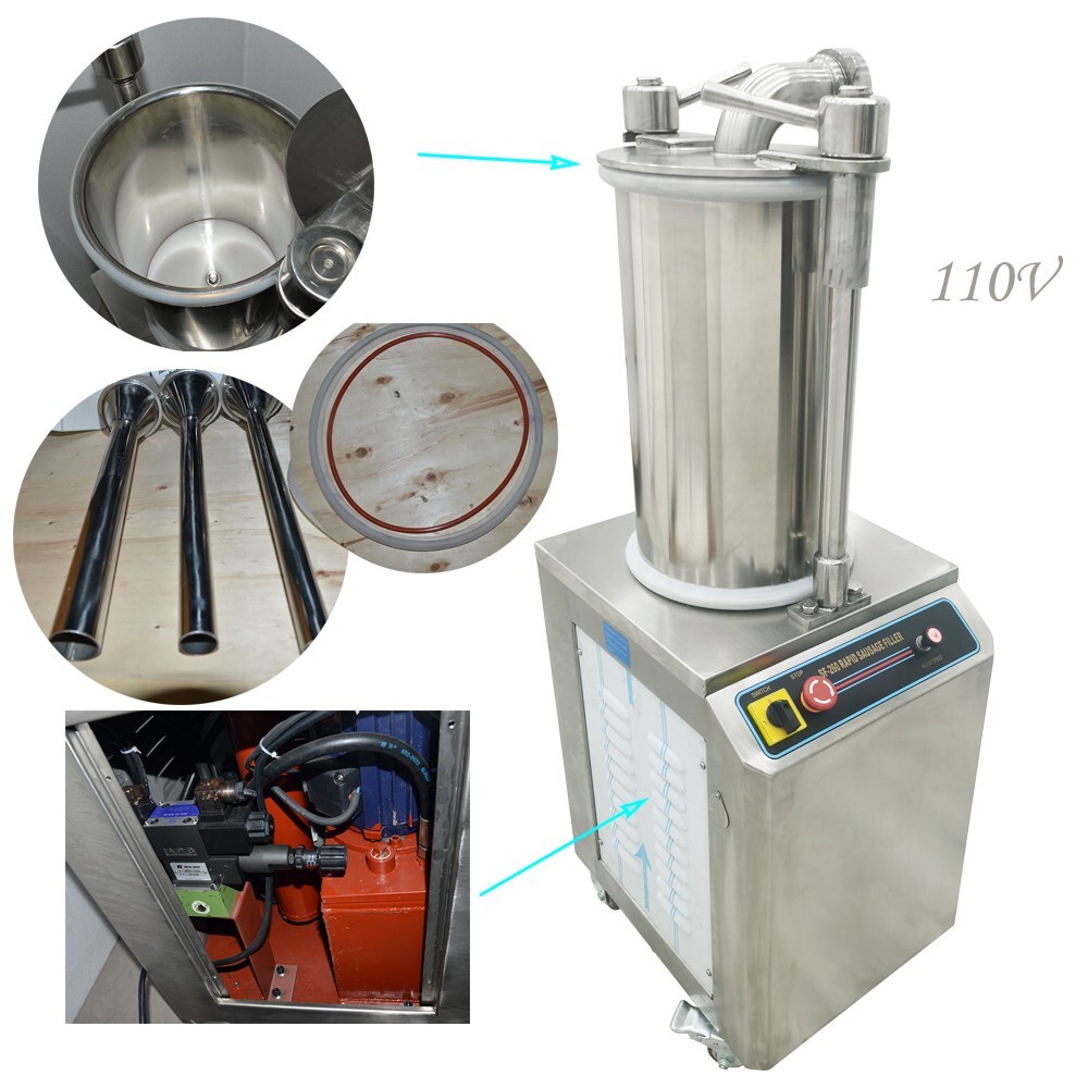110V 26L Commercial Hydraulic Sausage Stuffer Maker Meat Filler Machine Vertical