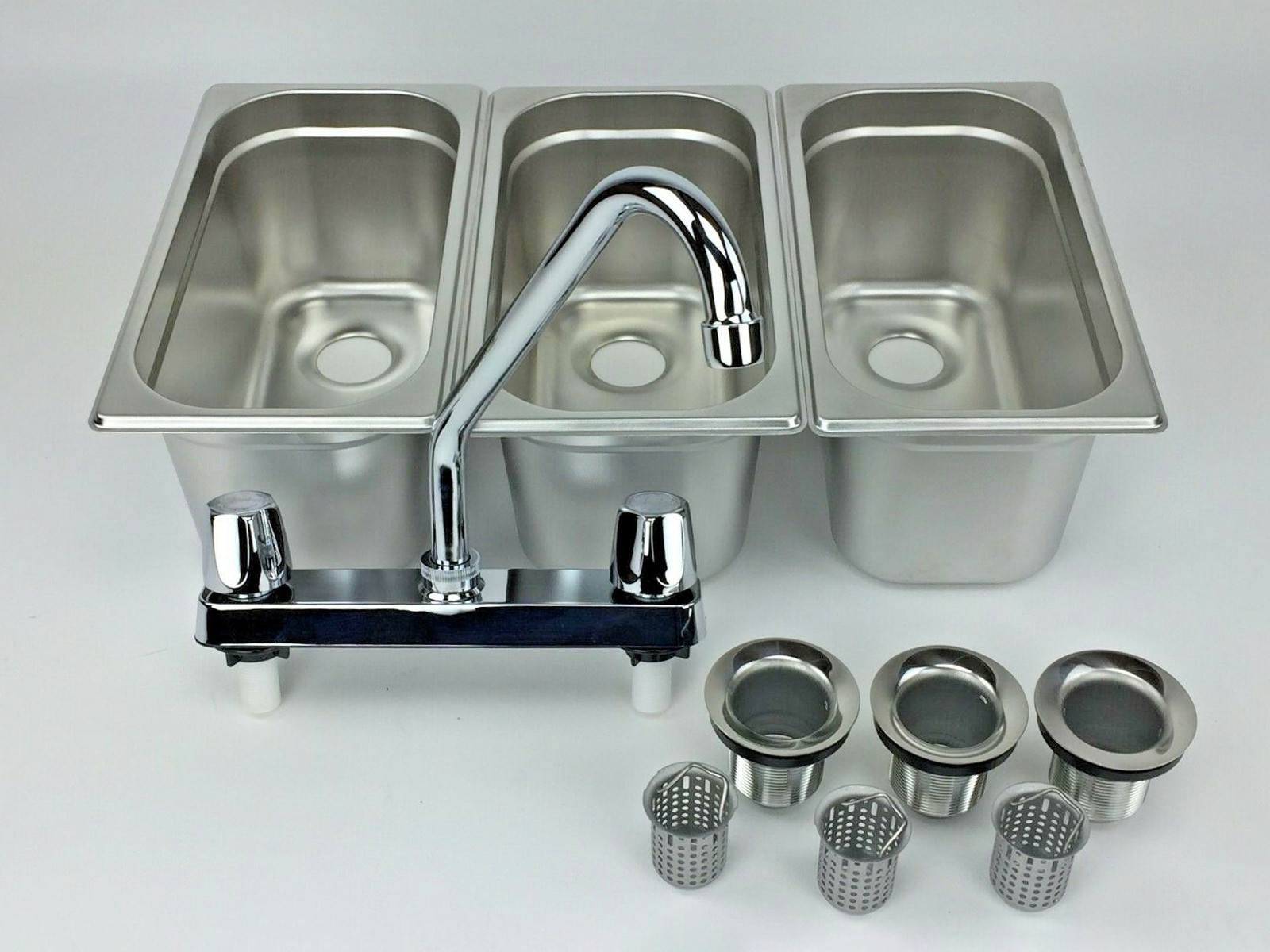 Concession Sink 3 Compartment Portable Stand Food Truck Trailer 3 Small w/Faucet