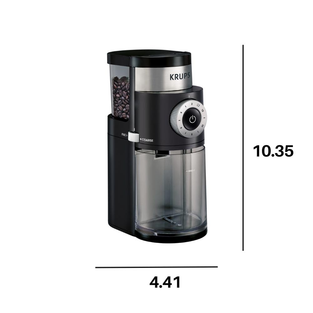 Krups Precision Burr Coffee Grinder 12 Settings 8 Oz Capacity For Drip French