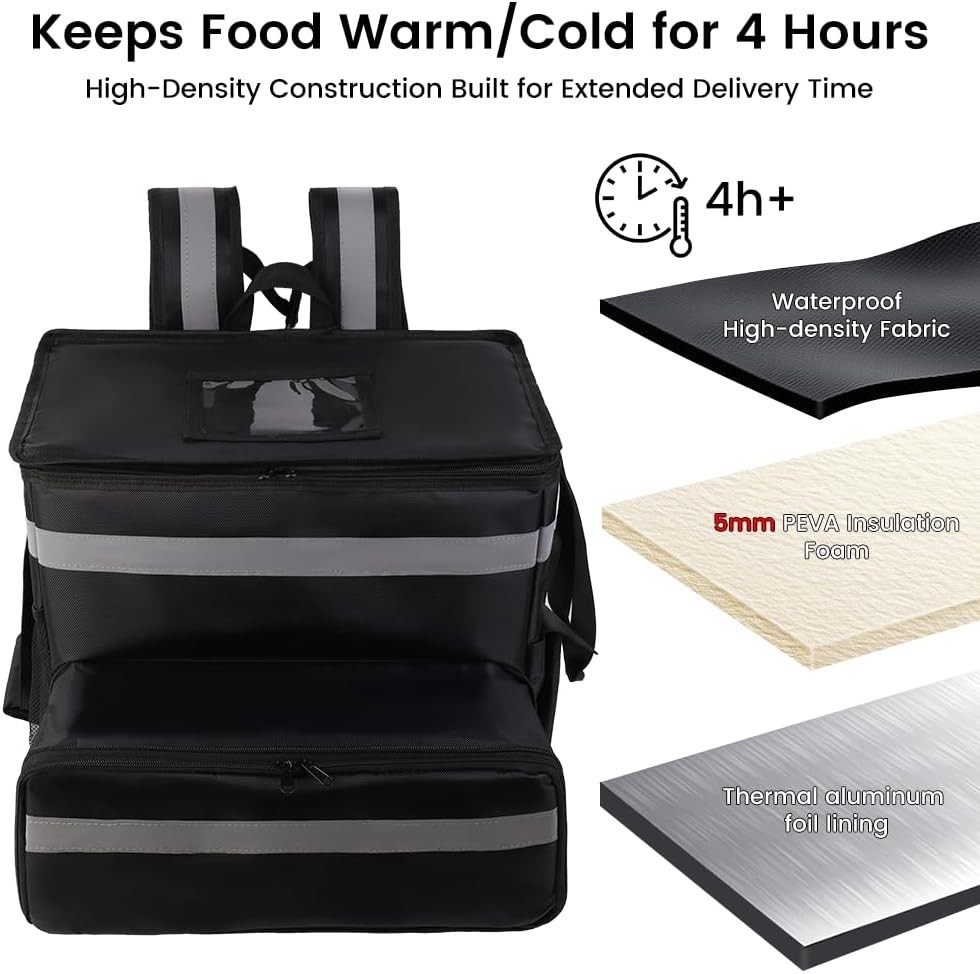 Food Delivery Bag,Large Insulated Backpack for Doordash/Uber Eeats, Expandabl…