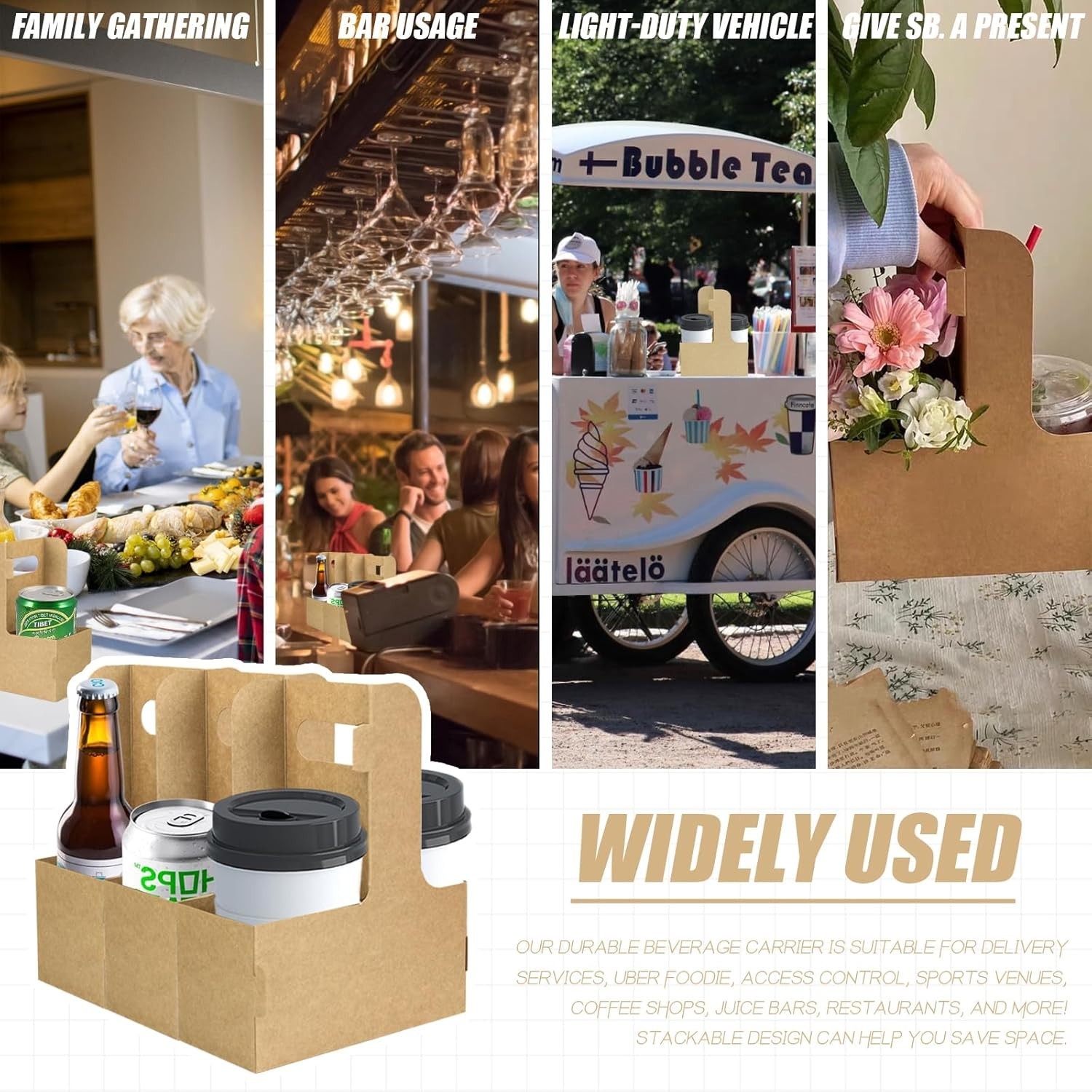 Versatile 2 Cup Paperboard Drink Carrier – Perfect for Coffee Shops and Takeout