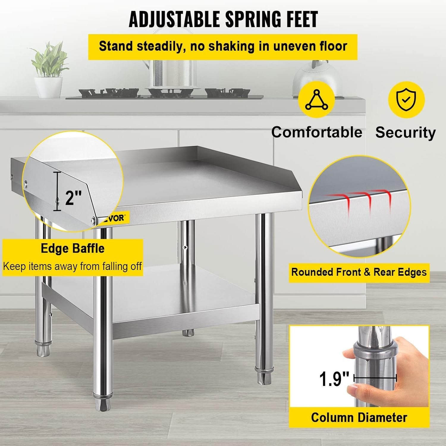 Stainless Steel Equipment Grill Stand, 24 x 24 x 26 Inches Stainless Table, G…