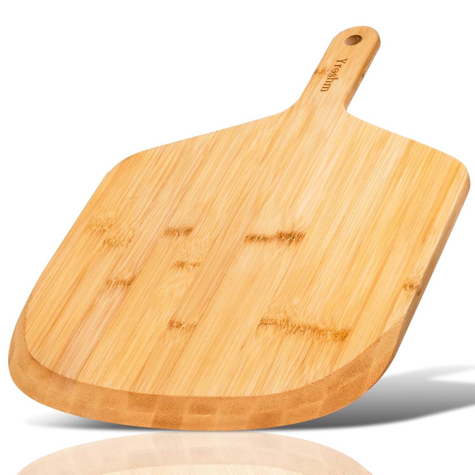 Yroshm 12 Inch Bamboo Pizza Peel Premium Wooden 17.5 x 12 inches, Wood color