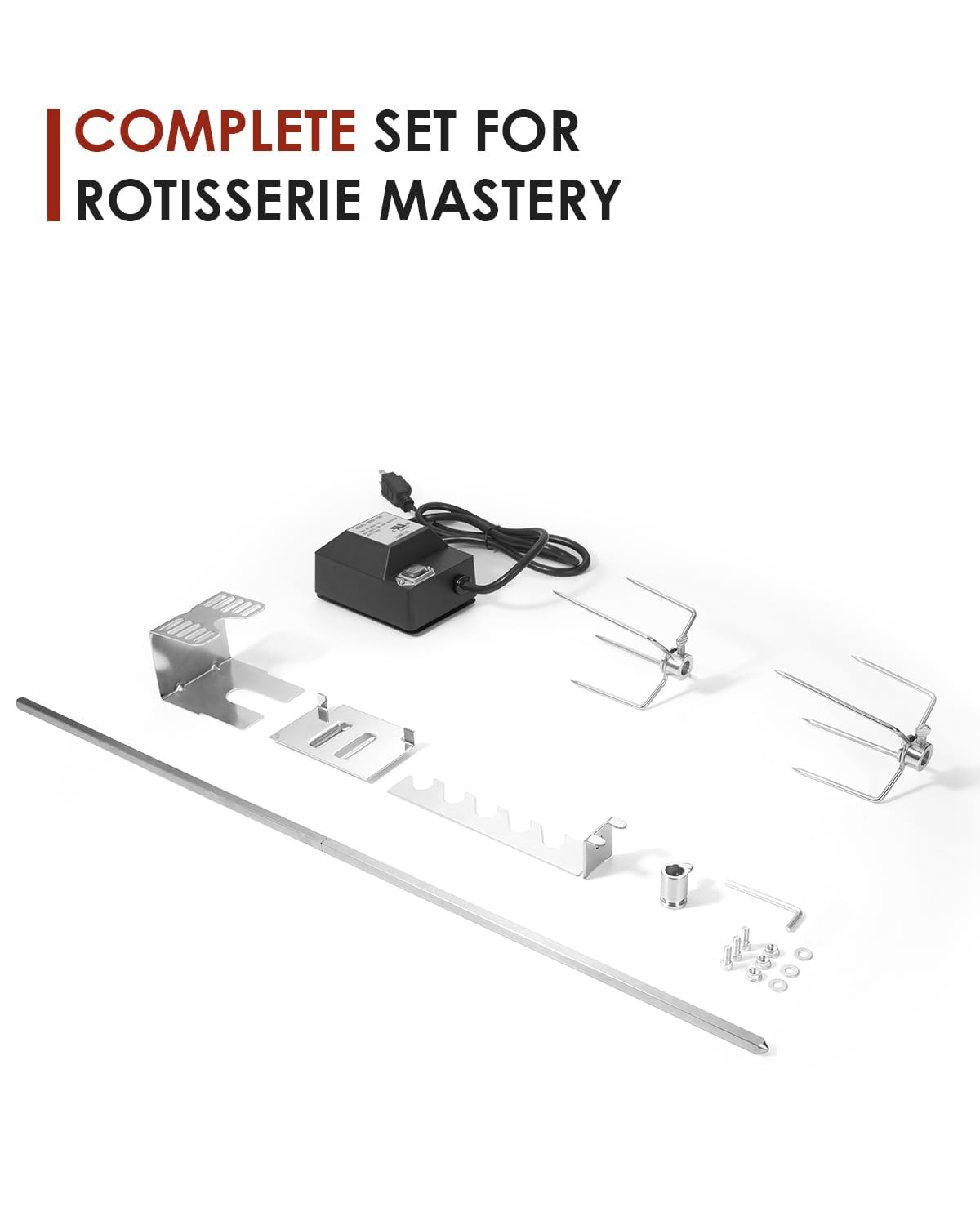 Rotisserie Grill Kit, Automatic Rotating BBQ, UL Certificated Universal black