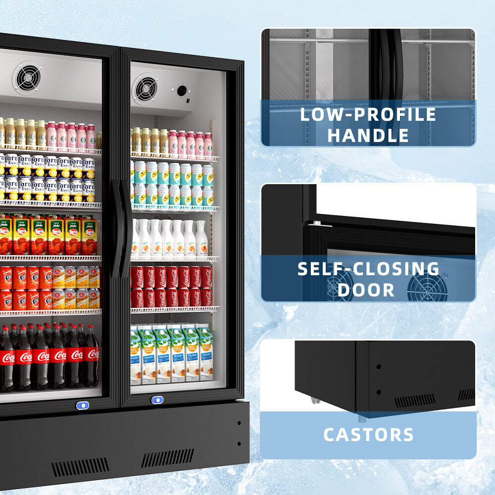 39″ Commercial 2 Glass Doors Merchandiser Refrigerator Display Cooler 17.1 Cu.Ft