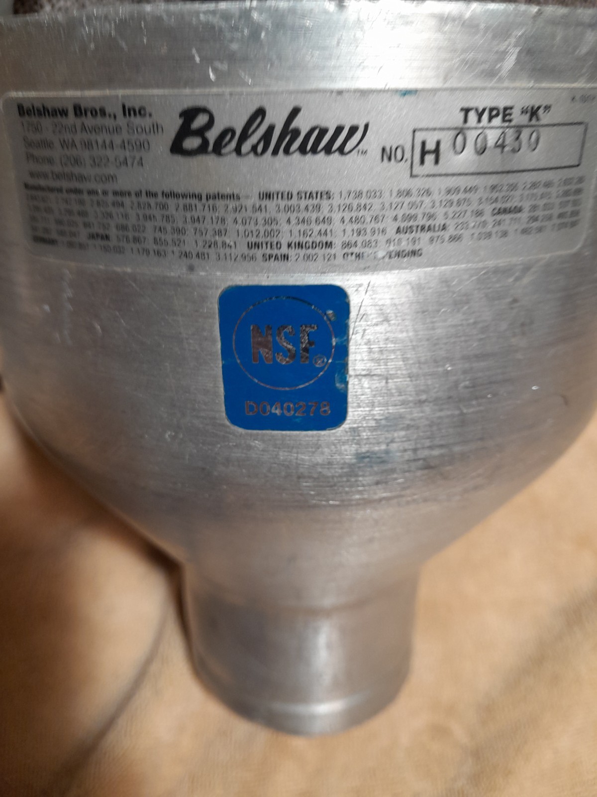 Vintage Belshaw Type K Commercial Manual Donut, Pancake Dispenser NSF Aluminum