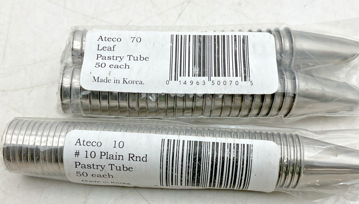 Ateco Pastry Piping Tips, Bulk Pack (2 styles, 50 Each) Lot of 100 Total Tips