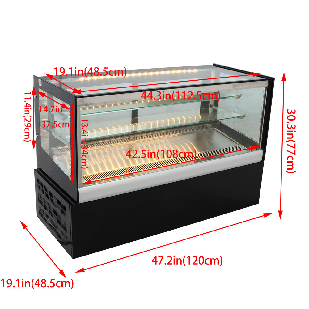 47″ Countertop Refrigerated Cake Showcase Display Cabinet Air Cooling 220V