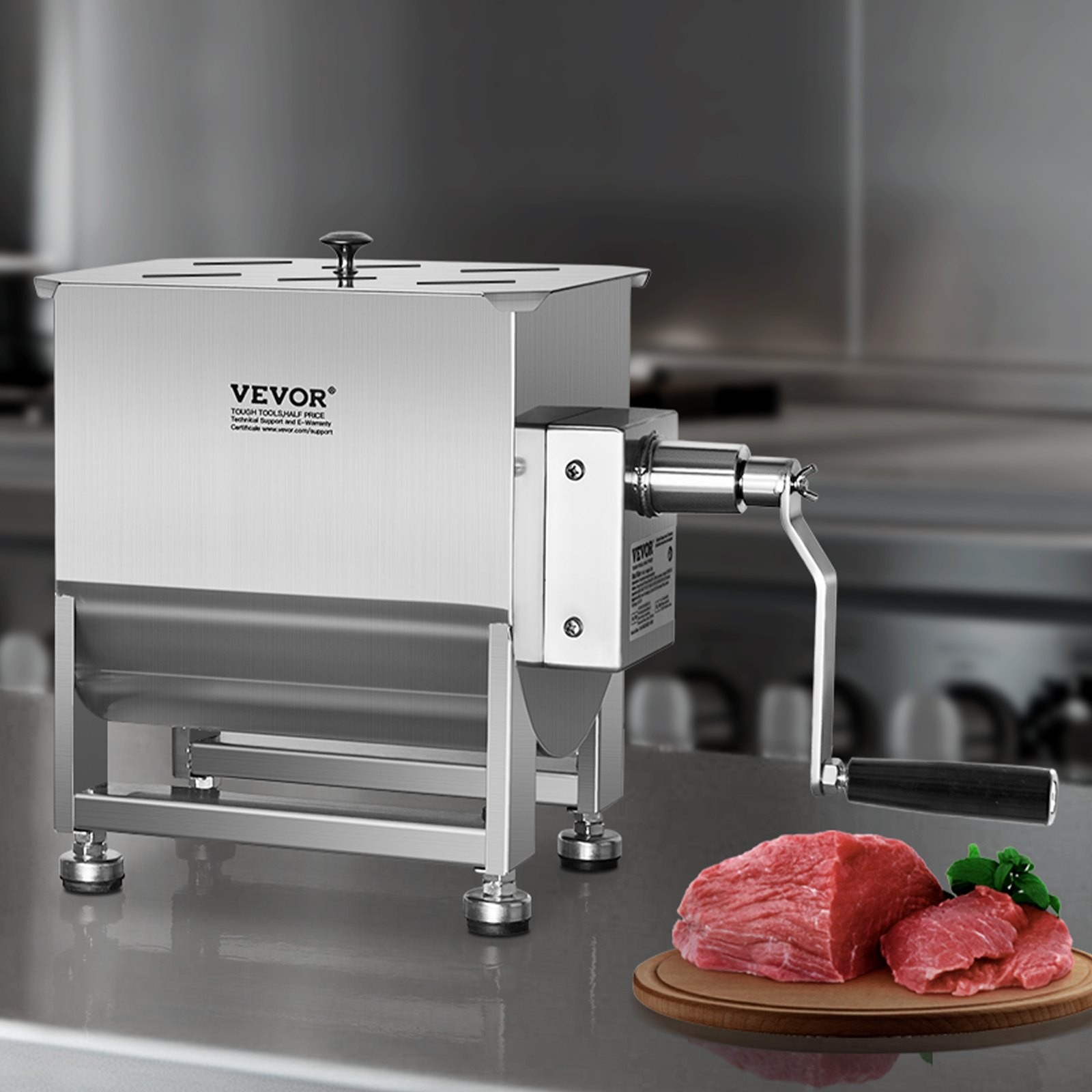 Manual Meat Mixer, 20L Fixed Tank Meat Processing Equipment(Mixing Max 30LBS for