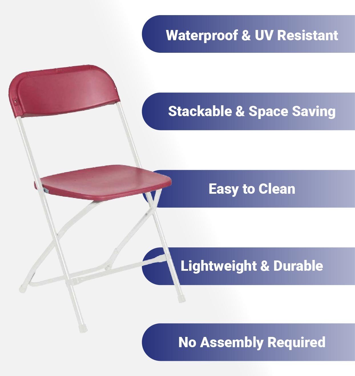 Plastic Folding Chairs Red 4 Pack Indoor Outdoor Event Party 700 lb Capacity