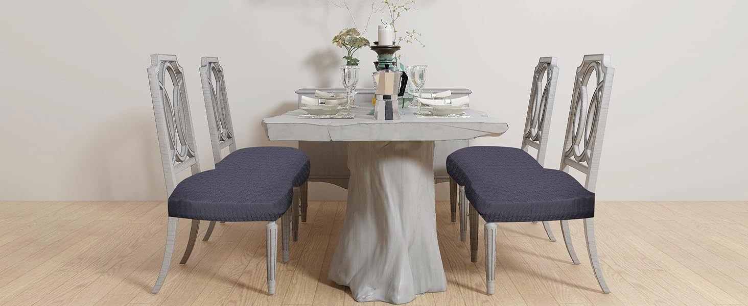 Dining Room Chair Covers Set of 6, Easy Installation Stretchy Jacquard Armless