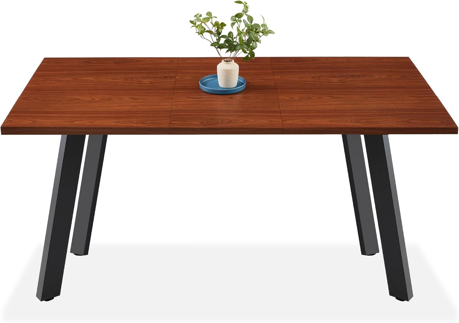 Modern Expandable Dining Table 47-63″ for 6, Brown with Leaf Extension