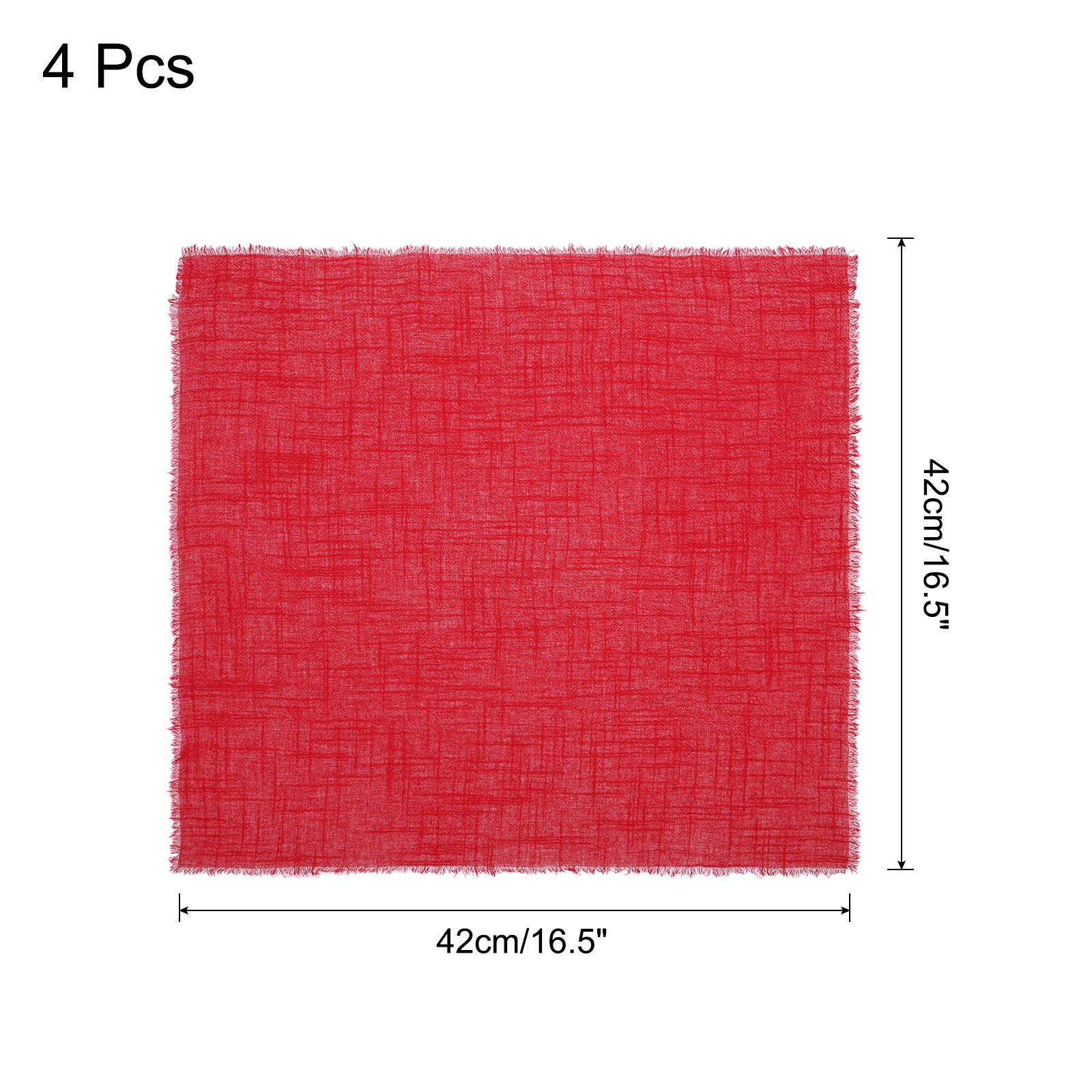 4pcs Cloth Napkins 16.5×16.5 Inches Cotton Linen Napkins with Fringe Red