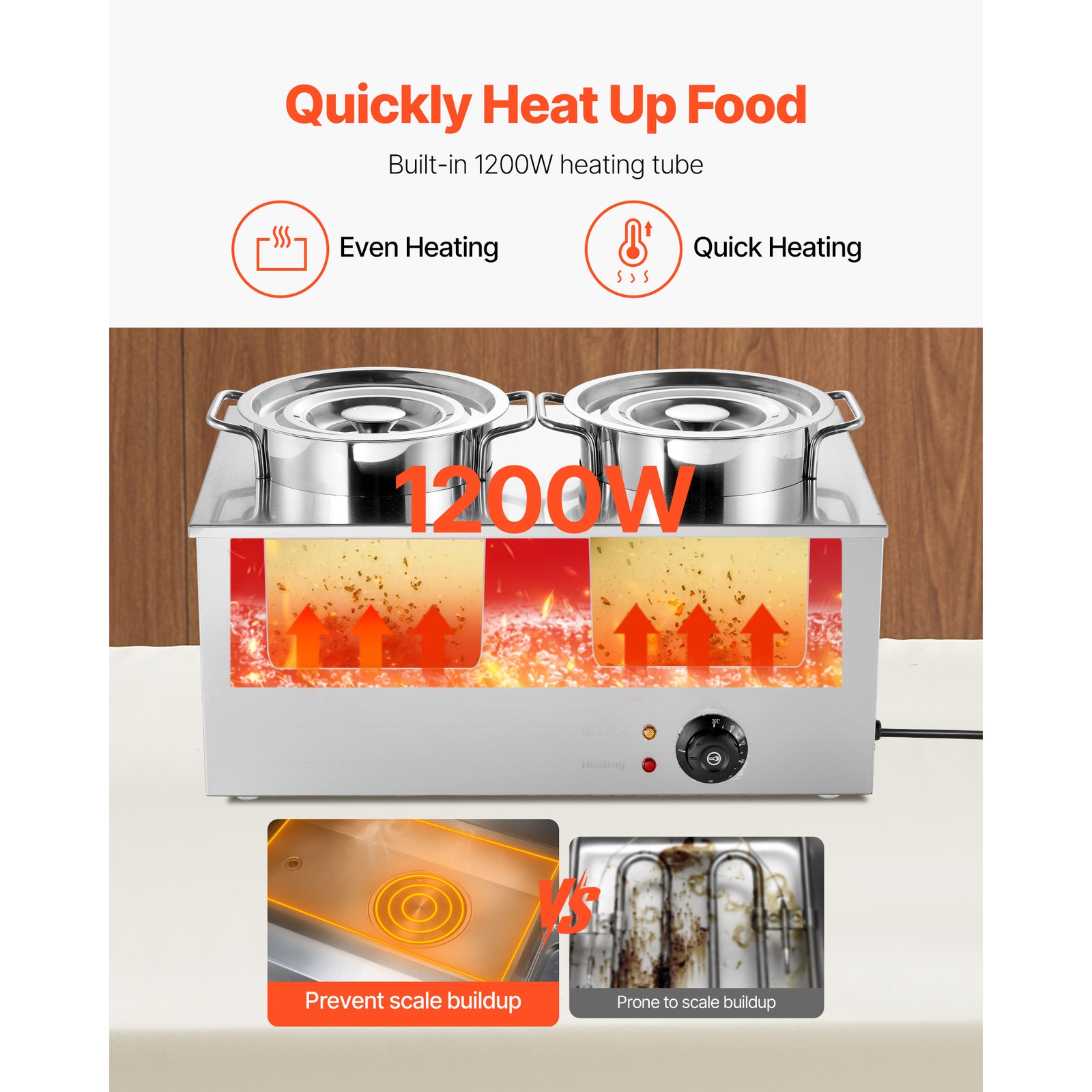 Uimoso Dual 6.34Qt Commercial Soup Warmer with Two Pots for Food Heating