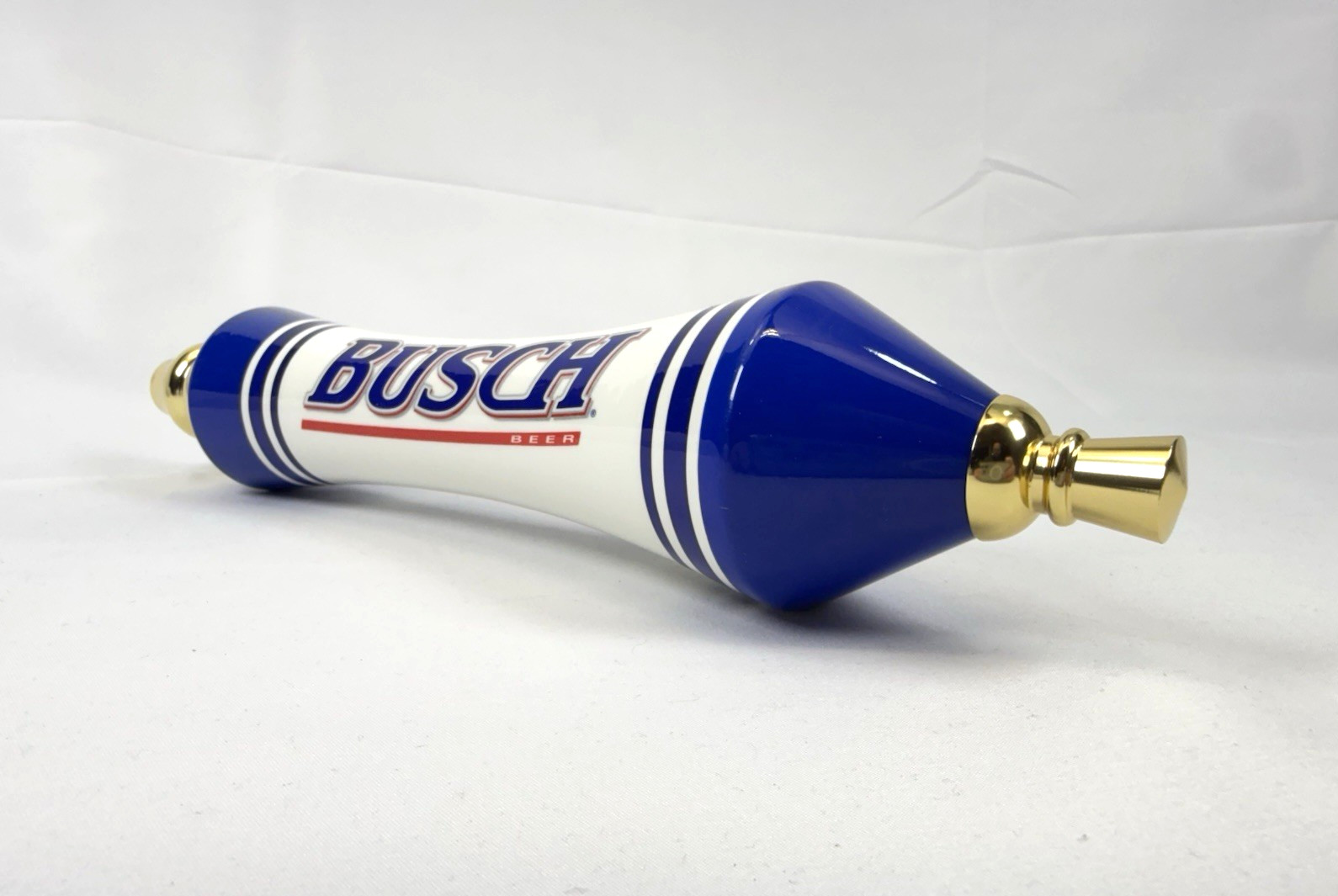 Busch Beer Tap Handle Collectible White Blue and Gold 11.5 in long