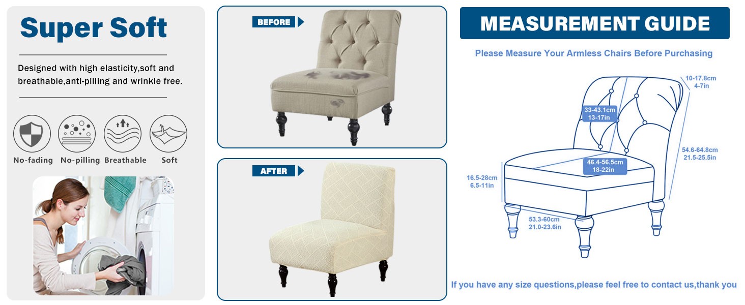 Armless Accent Chair Cover Stretch Slipper Chair Cover Without Arms Jacquard