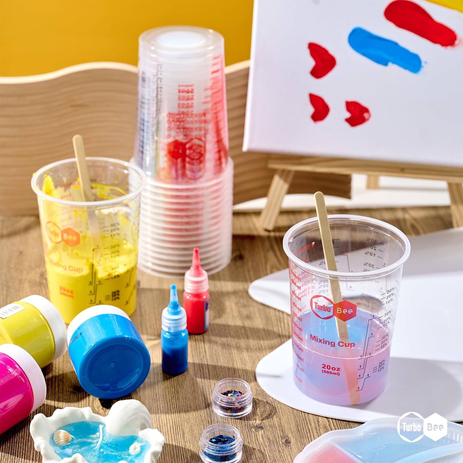 20oz Resin Mixing Cups – [Easy-Separate Design] 50 Pack Graduated PP Plastic …