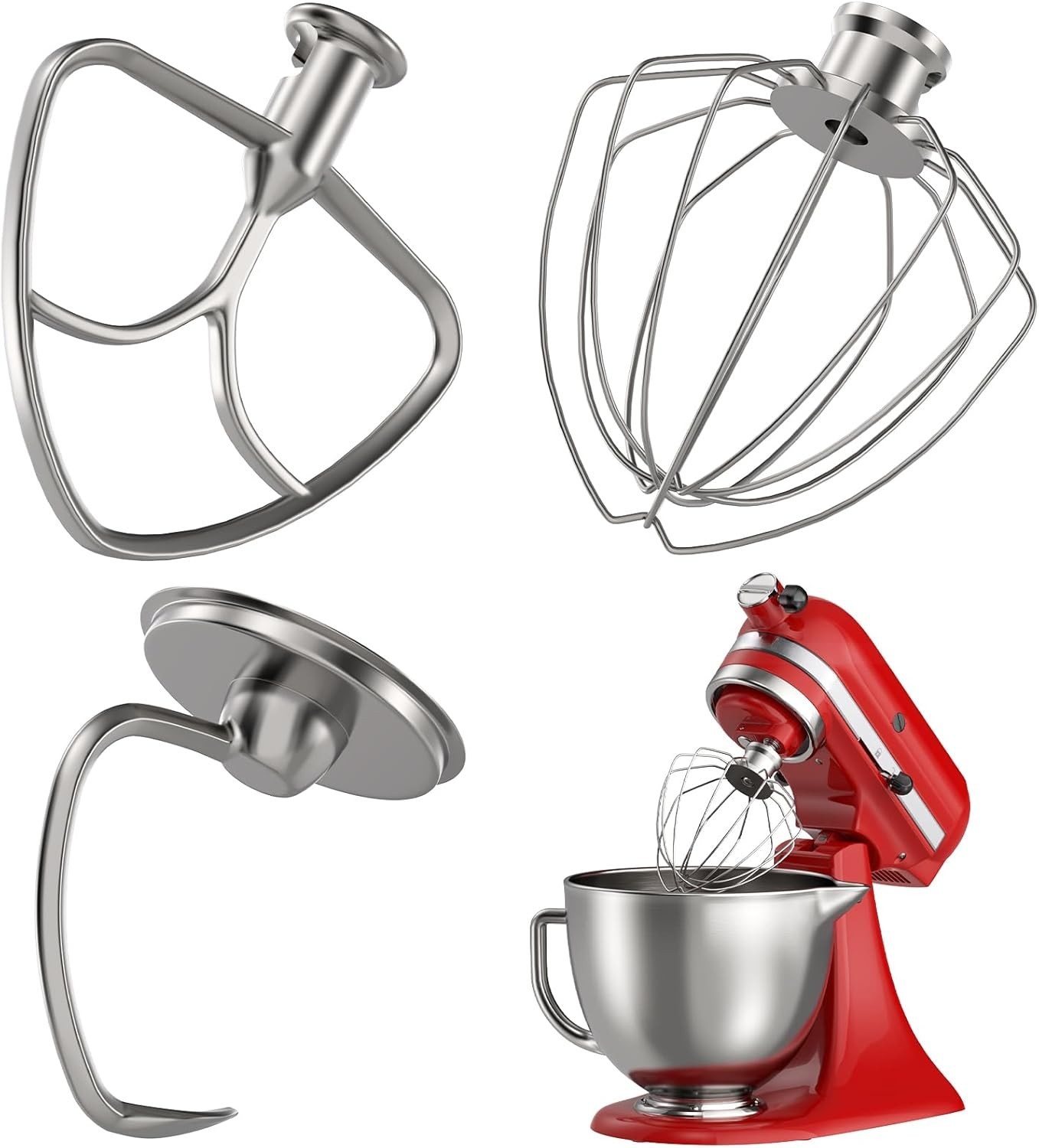 Stainless Steel Accessories 3 Piece Kit for KitchenAid 4.5 and 5 Quart Tilt-H…