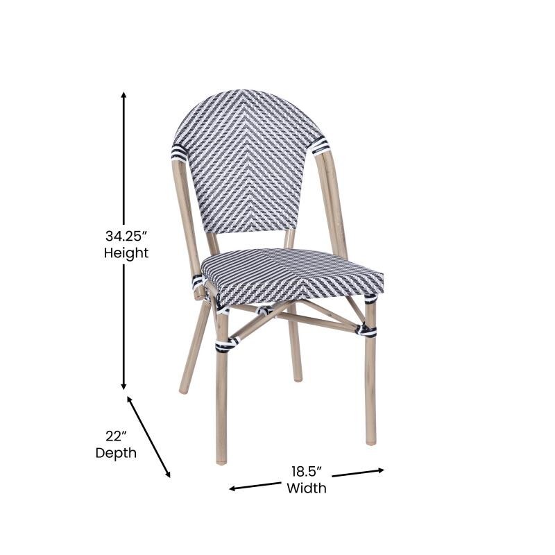Bistro Style Black/White Armless Dining Chair With Bamboo Aluminum Frame