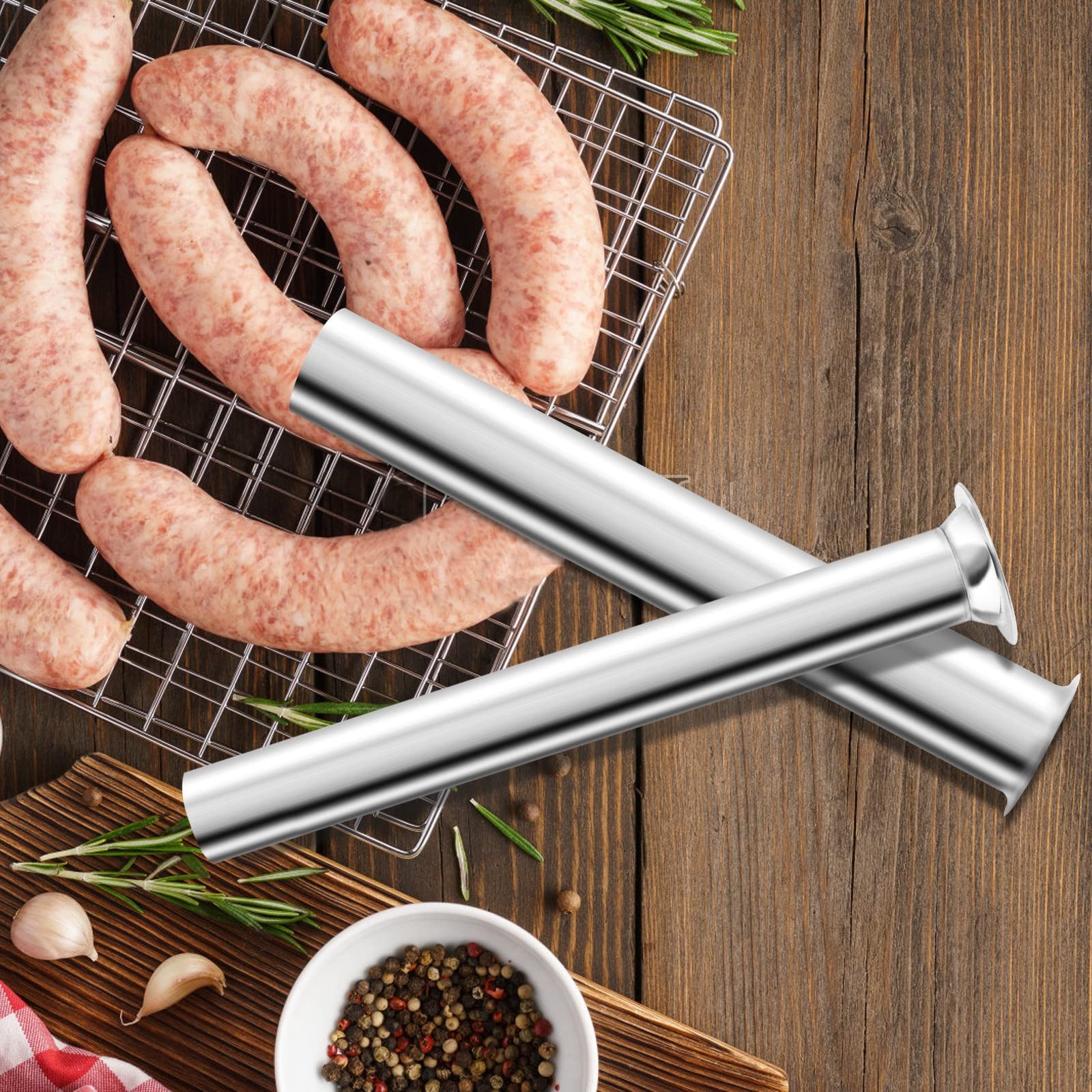 Hoypeyfiy Stainless Steel Sausage Stuffing Tubes Replacement normal, Sliver