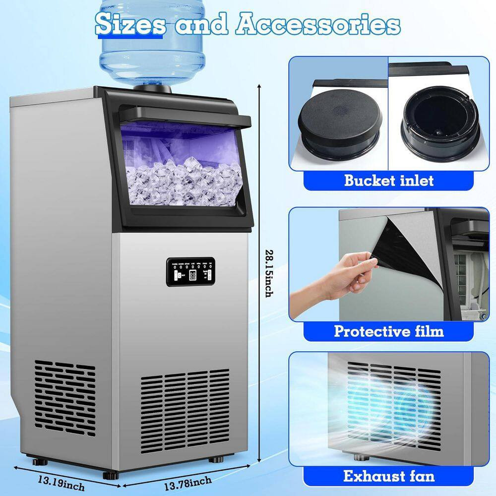 13.78 In. 110 Lbs./Day Commercial Freestanding/Built-In Full Size Cubes Ice Make