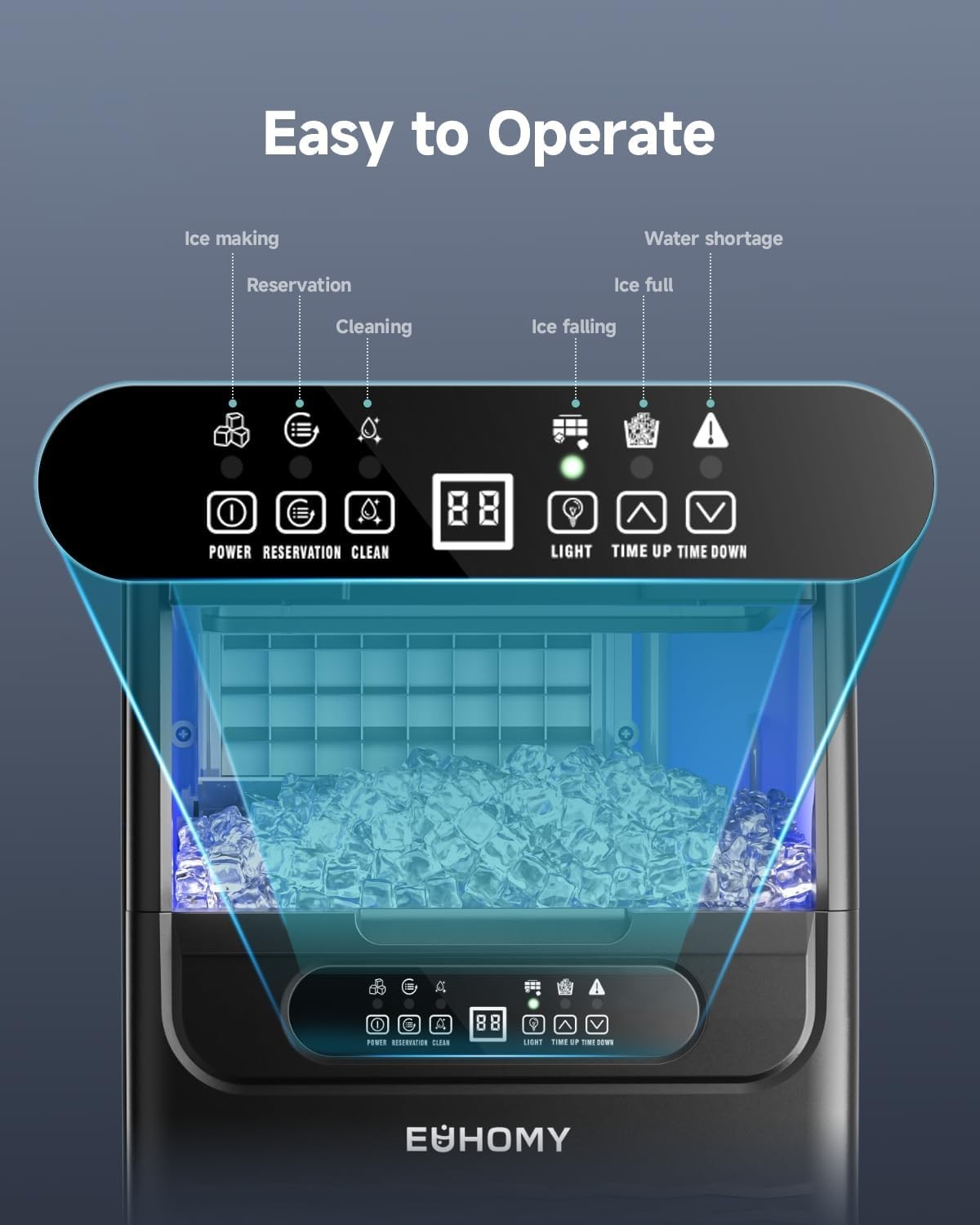 High Efficiency Ice Maker Machine for Home Restaurant with Smart Control Panel